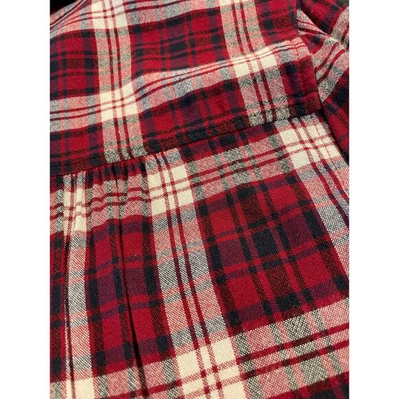 American Eagle Outfitters red plaid flannel boyfriend fit Medium long sleeved - Picture 6 of 8